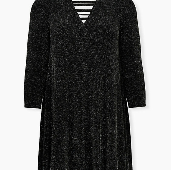 Torrid Black Shimmer Ladder Detail Trapeze Dress - Picture 4 of 8